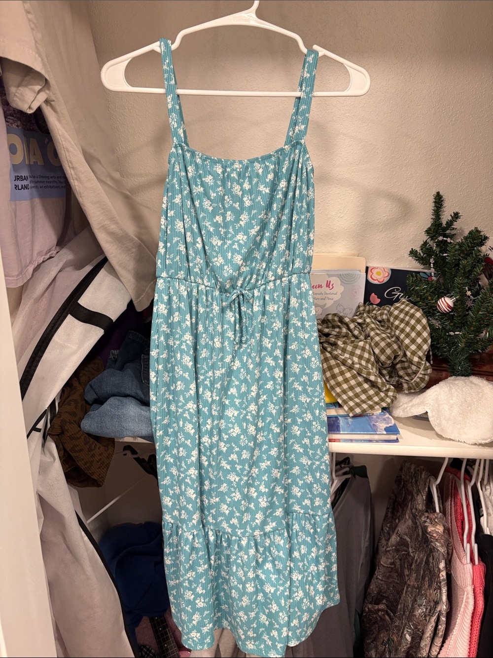 Women’s Floral Tie-Waist Sundress - Blue